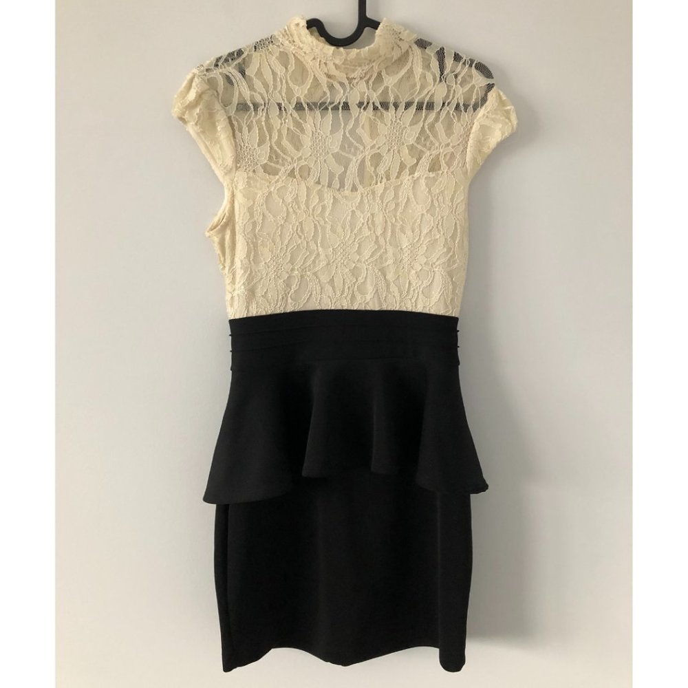 Windsor Cream Lace Peplum Dress W/ Back Cutout